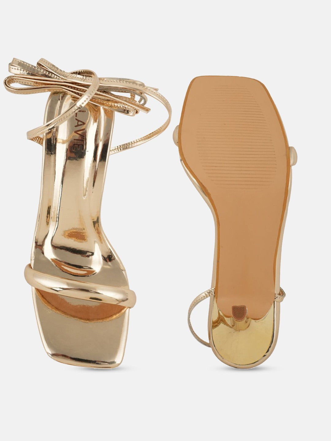 Women’s Gold Lace-Up Stiletto Sandals – Square Toe Gladiator Heels